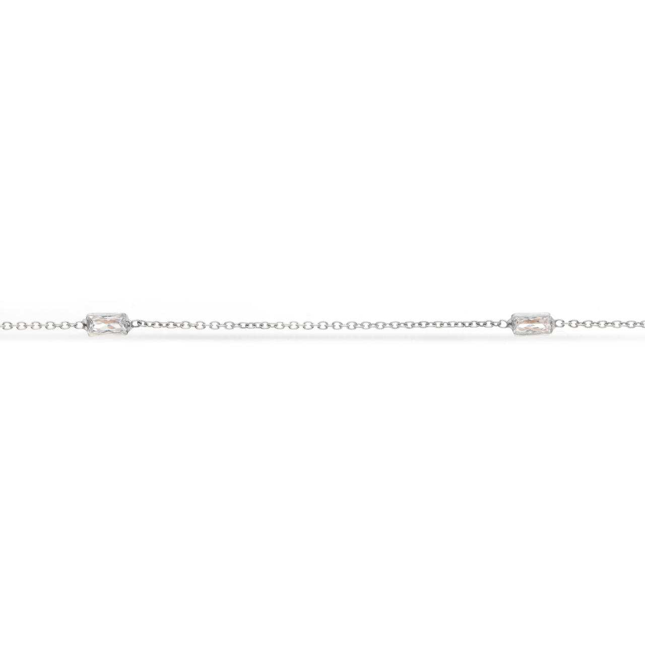 Anklet baguette zir. 925 rho.