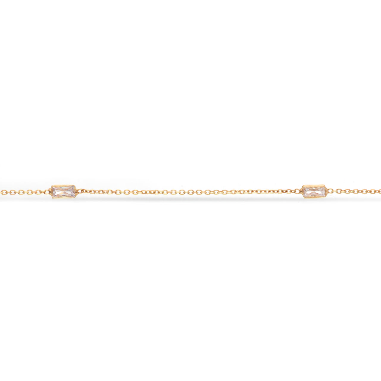 Anklet baguette zir. 925 goldplated