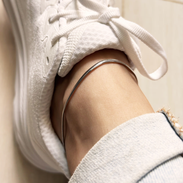 Ankelkæde oval panzer sølv rh. 23+2 cm.