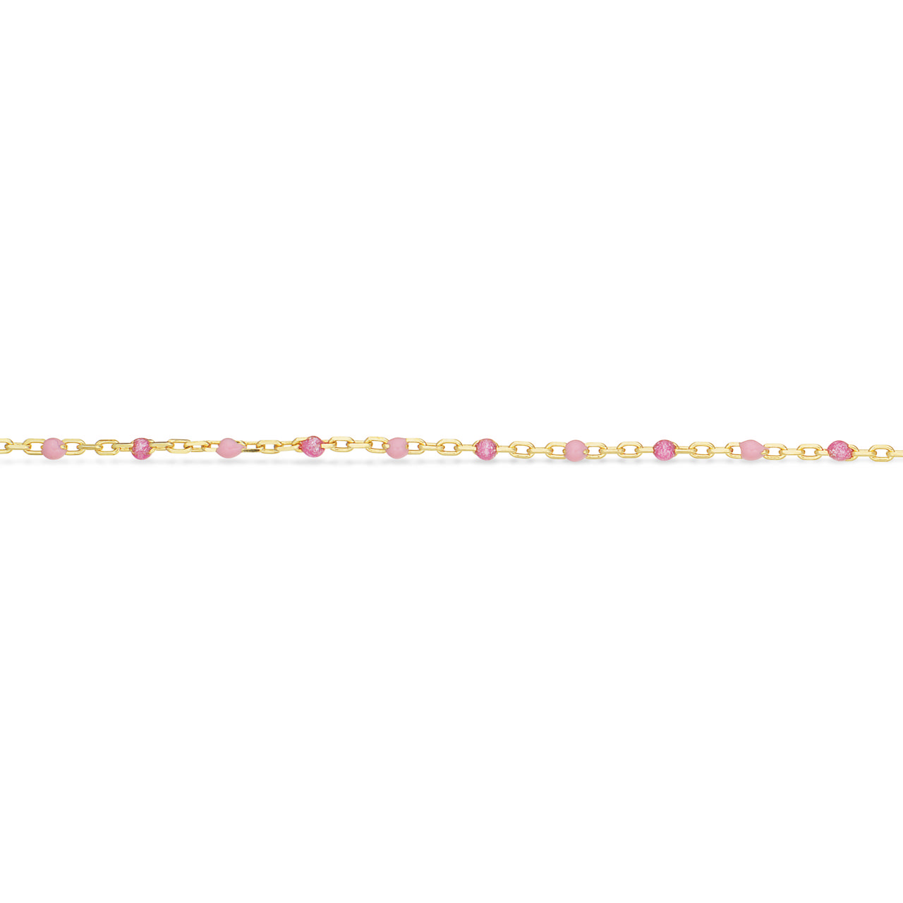 Ankelkæde links rosa emalje sølv fg. 25+2 cm.