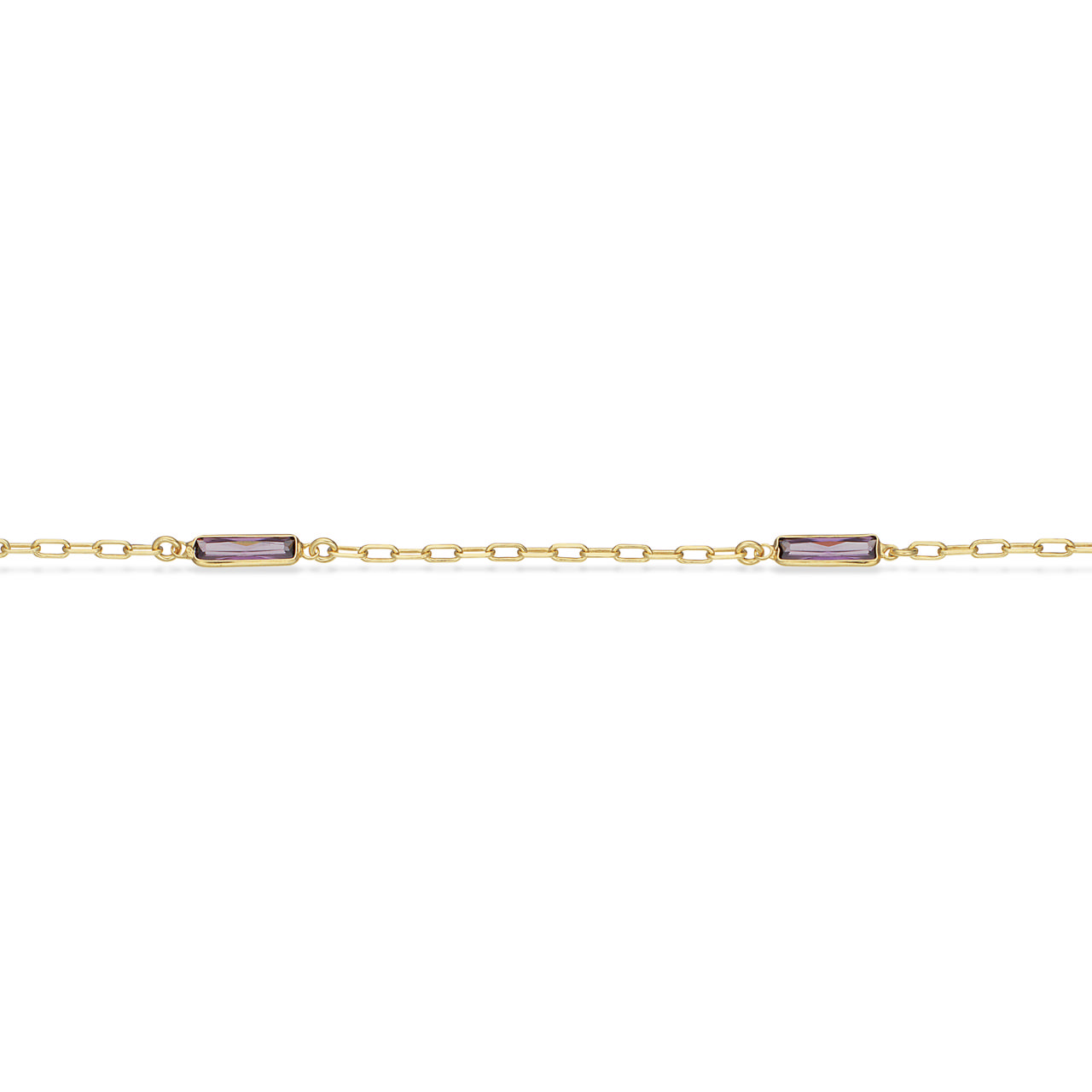 Ankelkæde links+lilla cubic zir. sølv fg.23+2 cm.