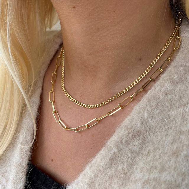 Halskæde db.rk. panzer+long link sølv fg.