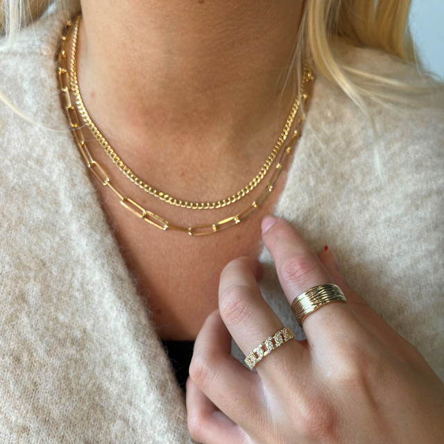 Halskæde db.rk. panzer+long link sølv fg.