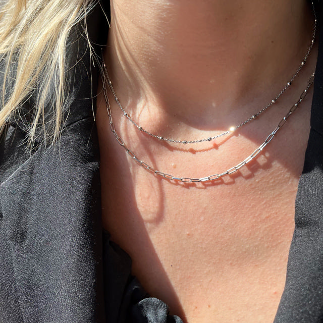 Necklace long links/ ball chain 925 rho.