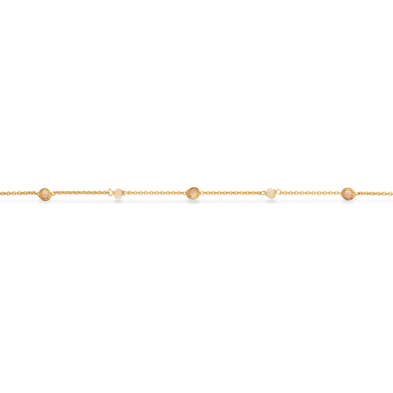 Armbånd champagne cubic zir/quarts sølv fg.17+2cm