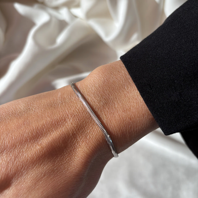 Armbånd oval slange sølv rh. 17+2cm