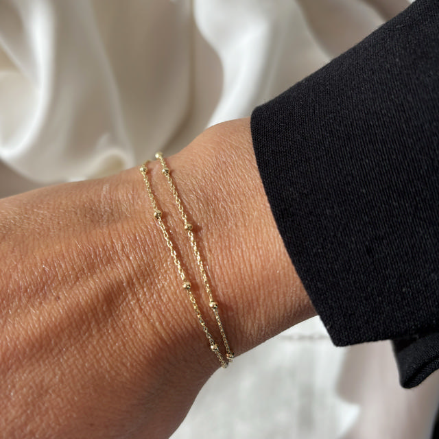 Armbånd kugler db. række sølv fg. 17+2cm