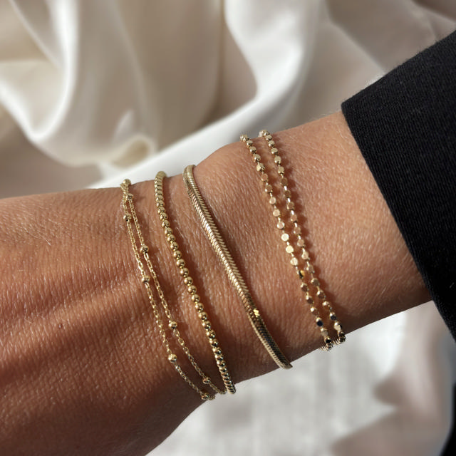 Armbånd kugler db. række sølv fg. 17+2cm