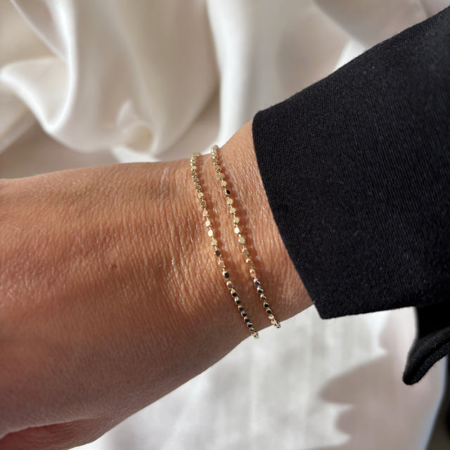 Armbånd facetterede kugler db. rk. sølv fg. 17+2cm