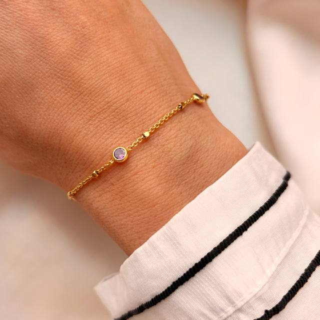 Armbånd lilla cubic zir.  sølv fg. 17+2 cm