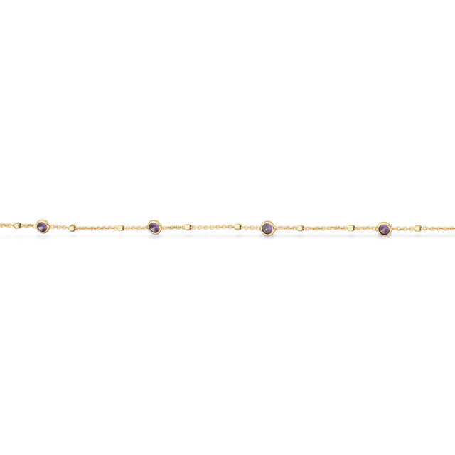 Halskæde lilla cubic zir. sølv fg. 70 cm
