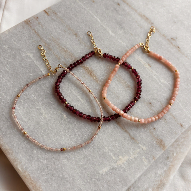 Armbånd rhodolit sølv fg. 17+2cm