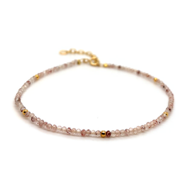 Armbånd strawberry quartz sølv fg. 17+2cm