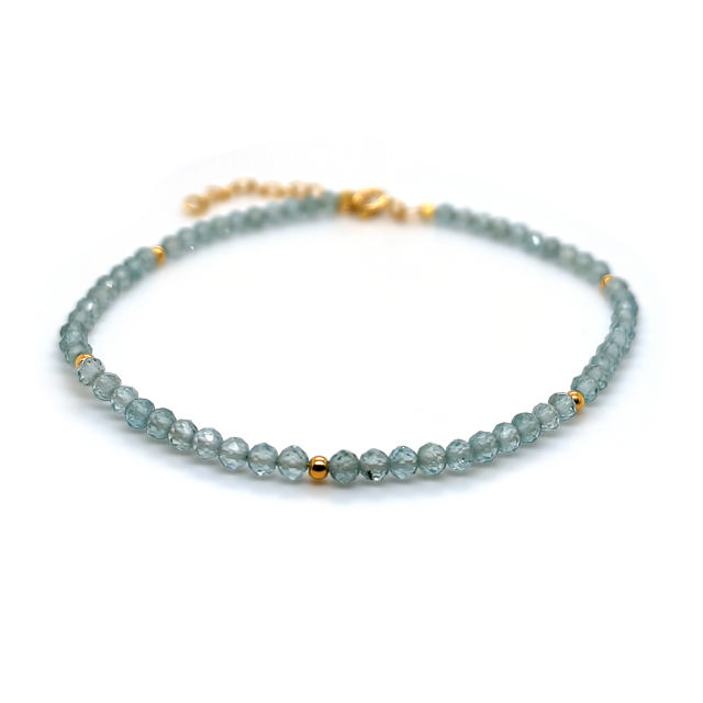 Armbånd blå apatite quartz sølv fg. 17+2cm