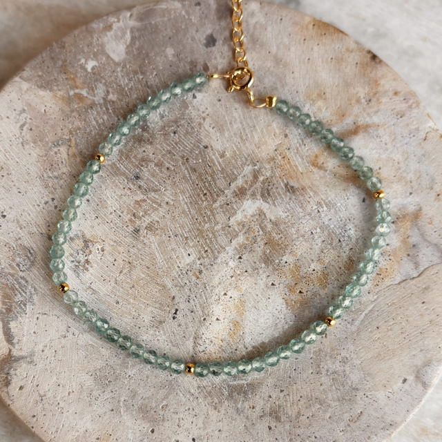 Armbånd blå apatite quartz sølv fg. 17+2cm