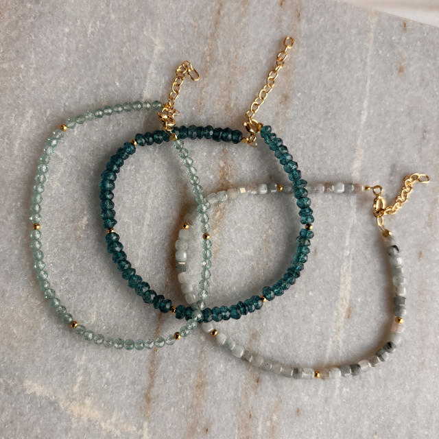 Armbånd blå apatite quartz sølv fg. 17+2cm