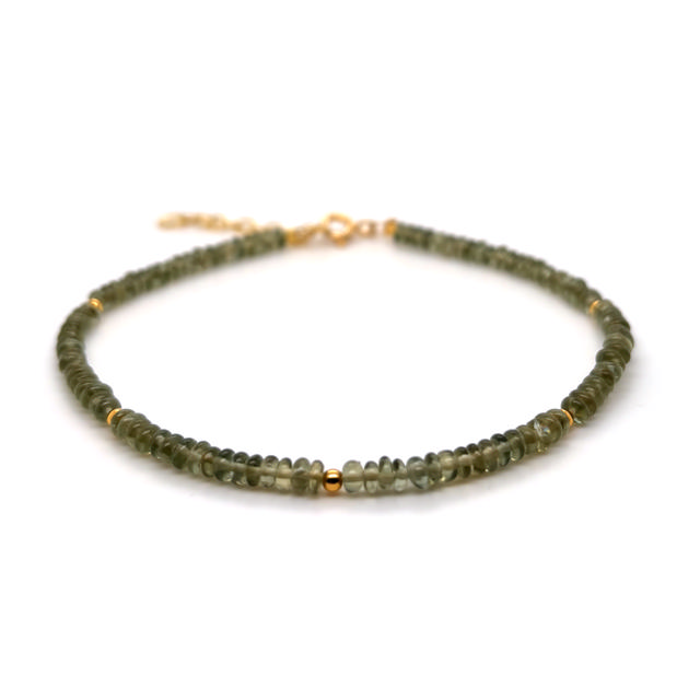 Armbånd grøn apatite quartz sølv fg. 17+2cm