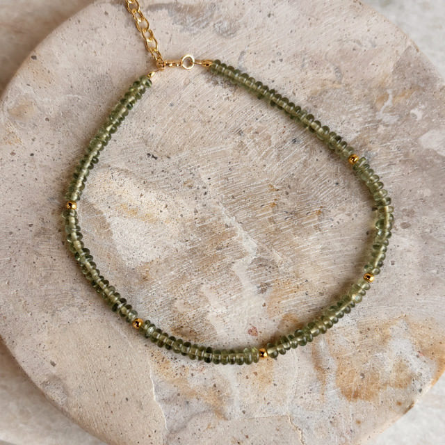 Armbånd grøn apatite quartz sølv fg. 17+2cm