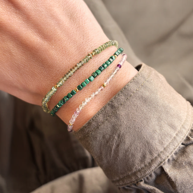 Armbånd grøn apatite quartz sølv fg. 17+2cm