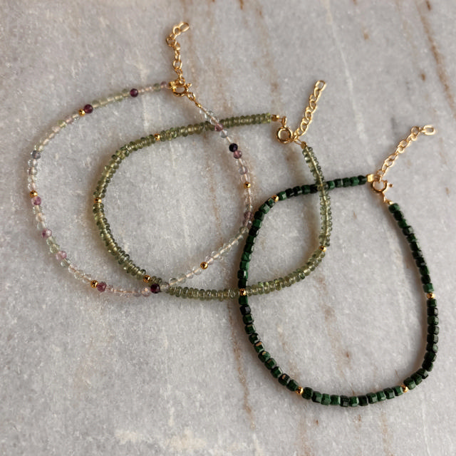 Armbånd grøn apatite quartz sølv fg. 17+2cm