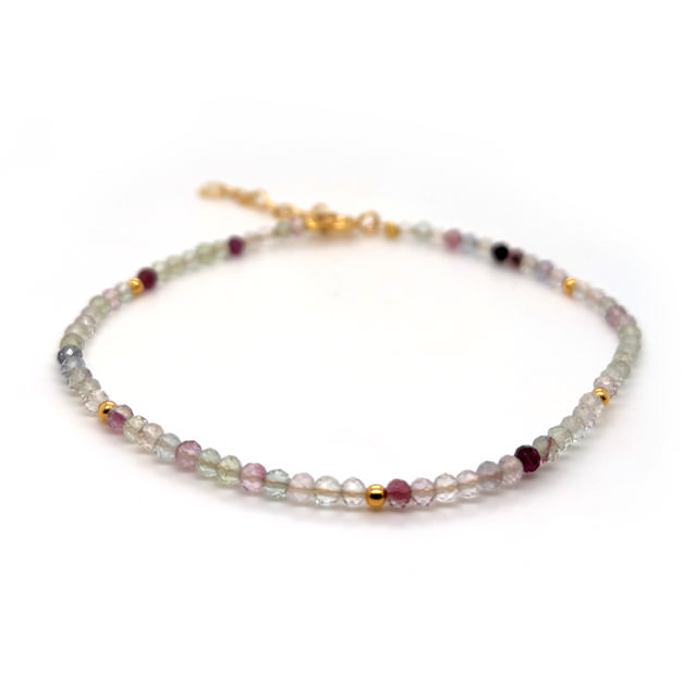 Armbånd fluorit sølv fg. 17+2cm