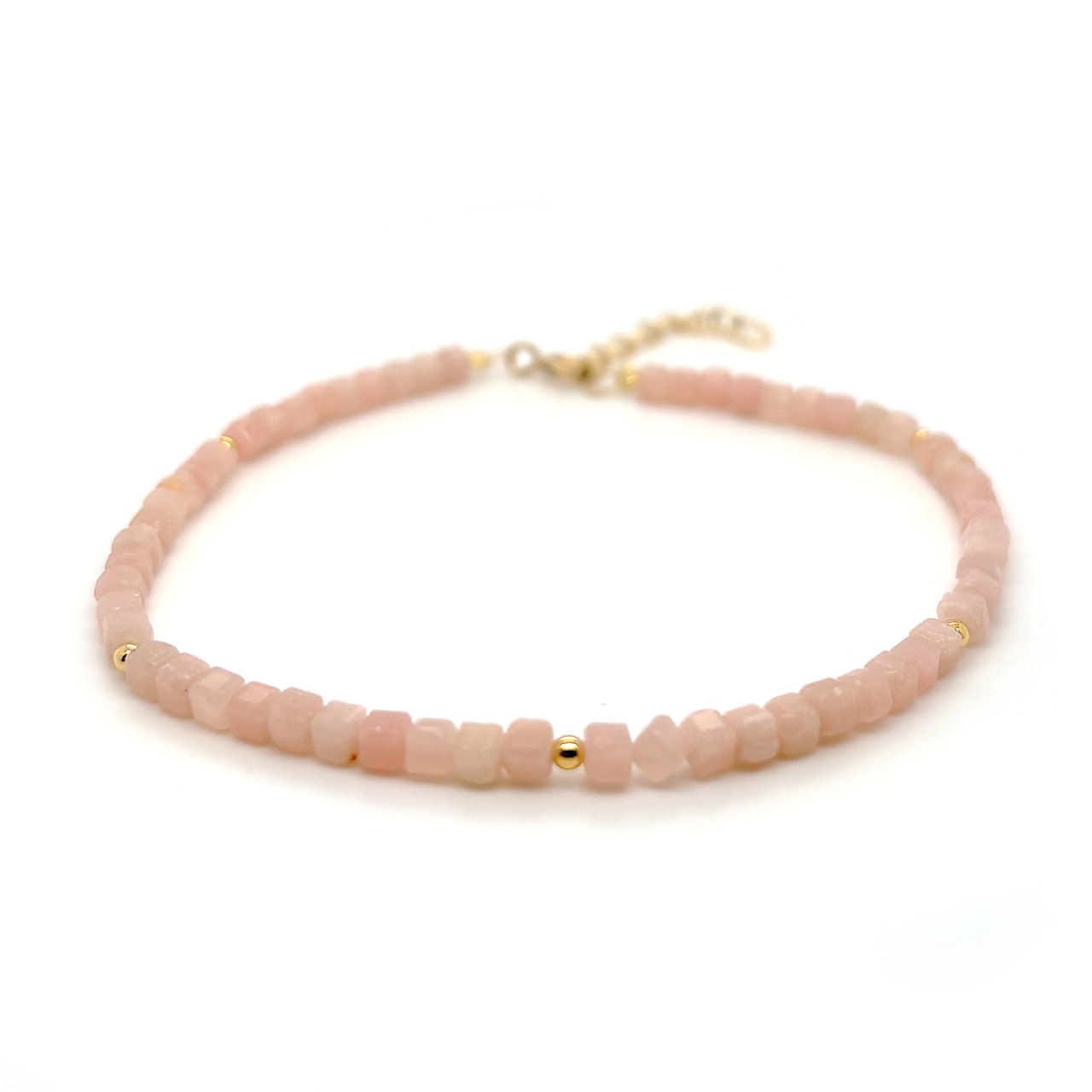 Armbånd pink opal sølv fg. 17+2cm