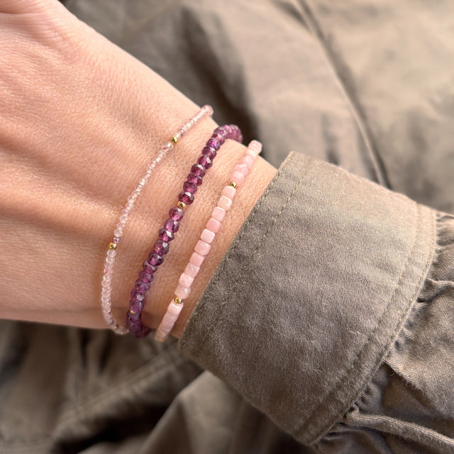 Armbånd pink opal sølv fg. 17+2cm