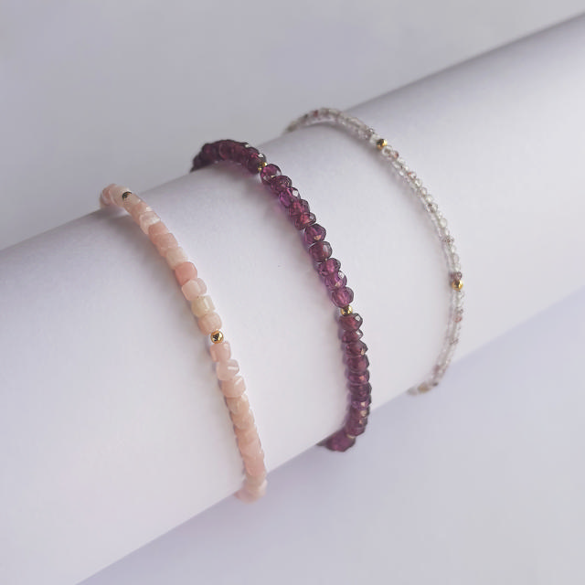 Armbånd pink opal sølv fg. 17+2cm