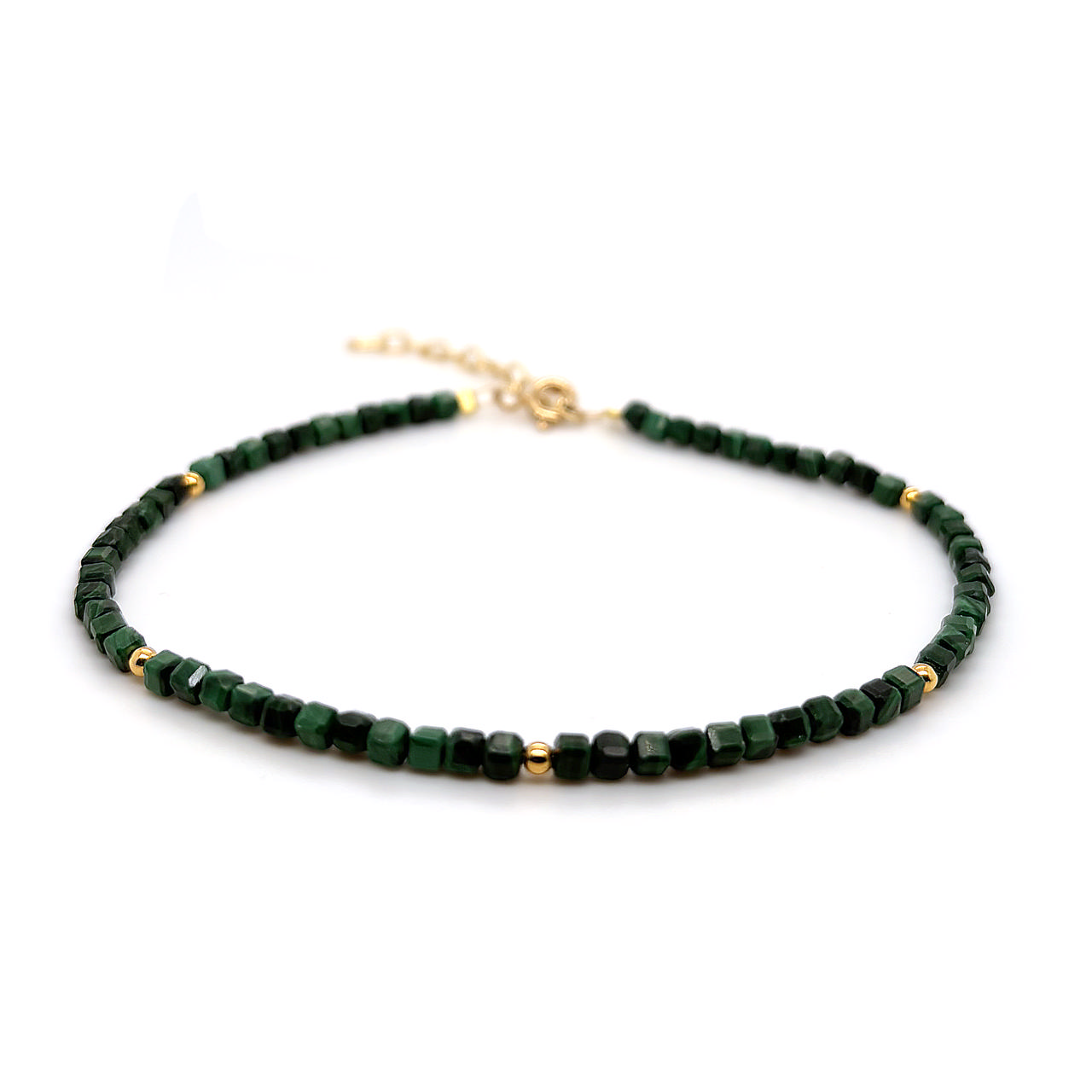 Armbånd malakit sølv fg. 17+2cm