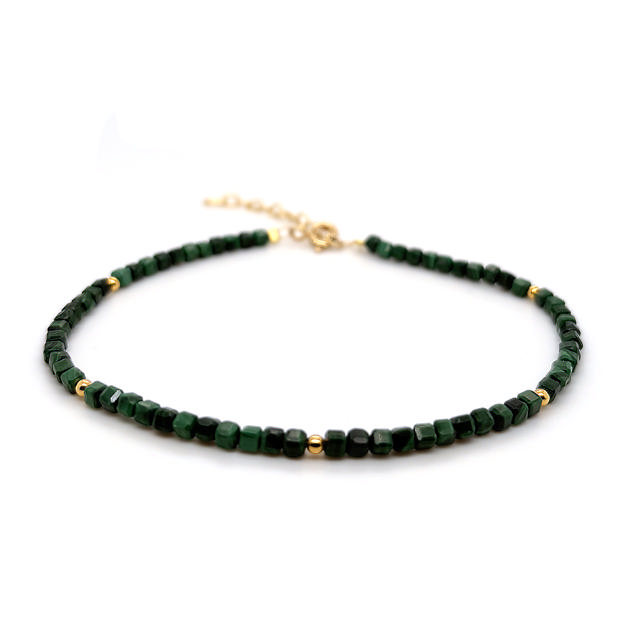 Armbånd malakit sølv fg. 17+2cm