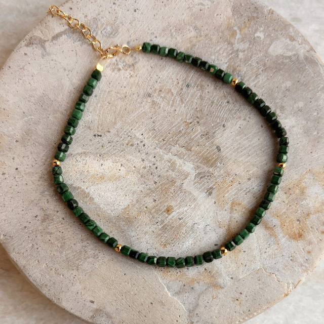 Armbånd malakit sølv fg. 17+2cm