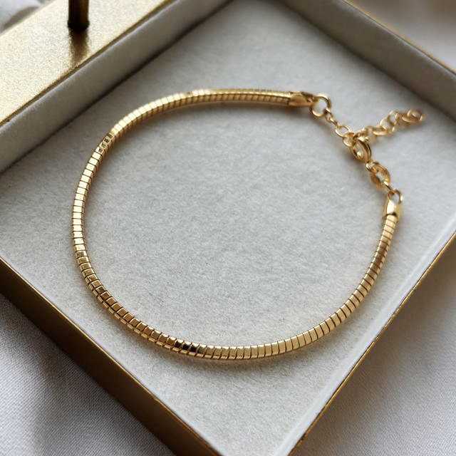 *Armbånd square snakechain sølv fg. 17+3 cm