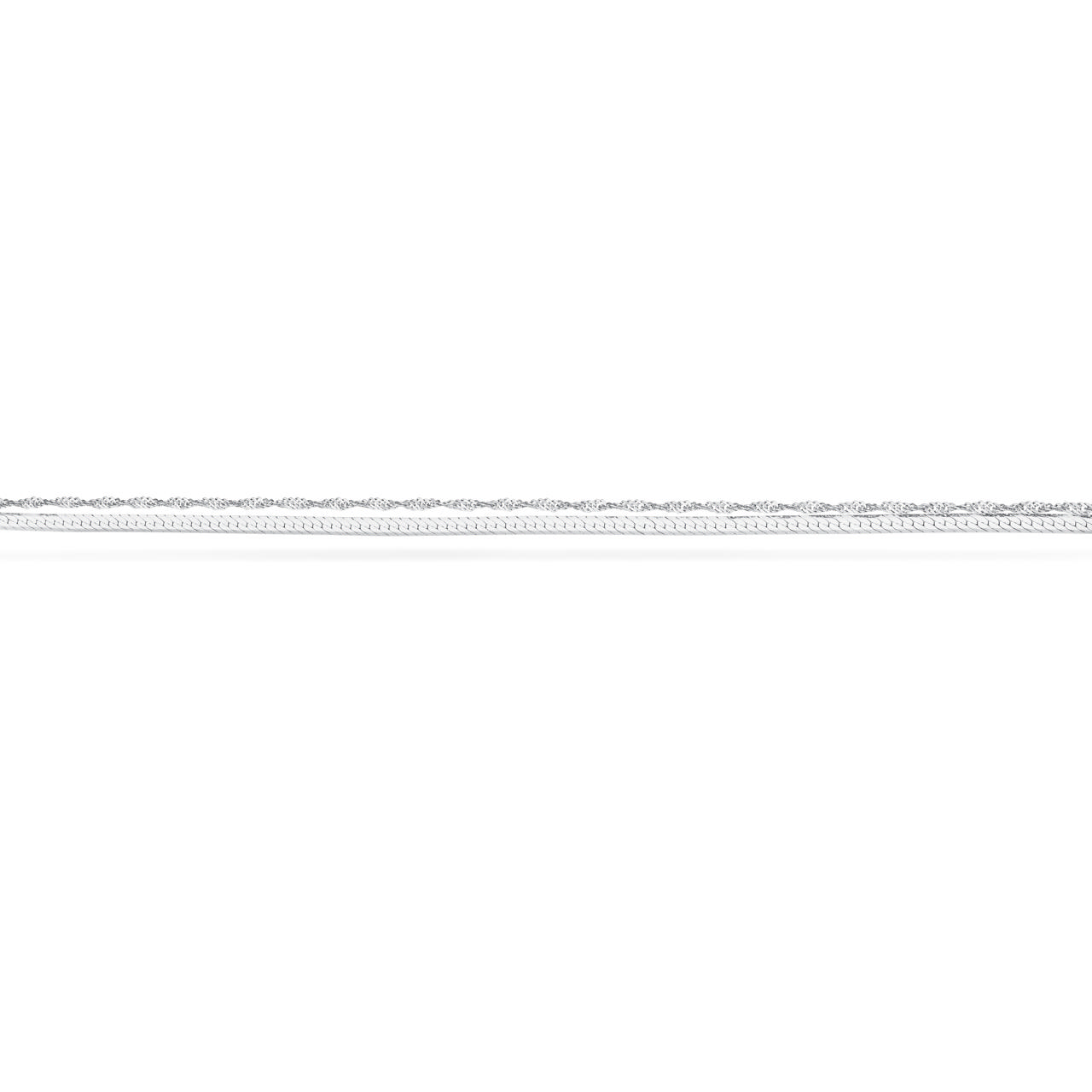 *Armbånd db. række singapore/magic sølv rh 17+2 cm