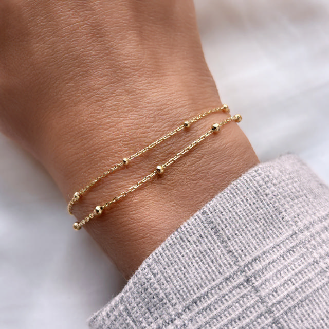 *Armbånd db. række kugler sølv fg. 17+2 cm