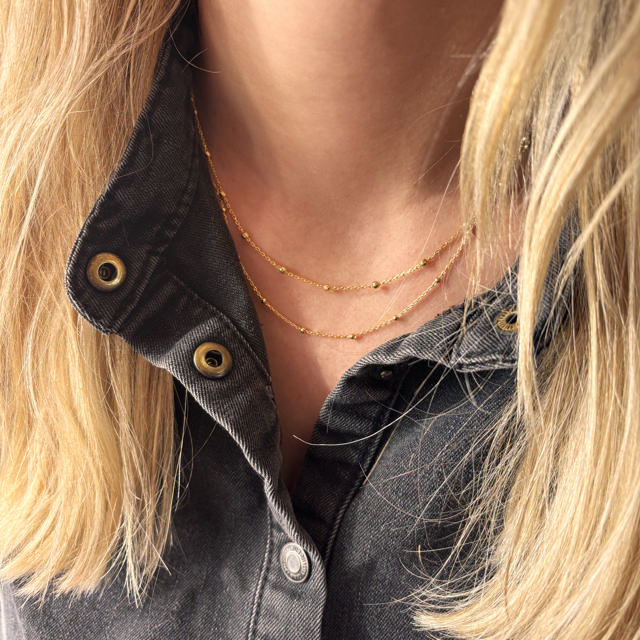 Halskæde db række kugler sølv fg 42 +3 cm