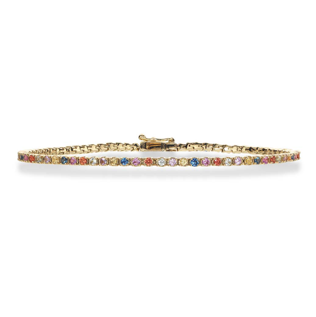 Dazzling Tennis-armbånd 1,71 Rainbow safir 14 kt.