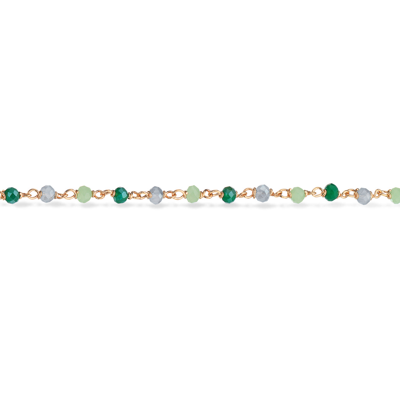 Bracelet mixed green 925 goldplated 17+2 cm