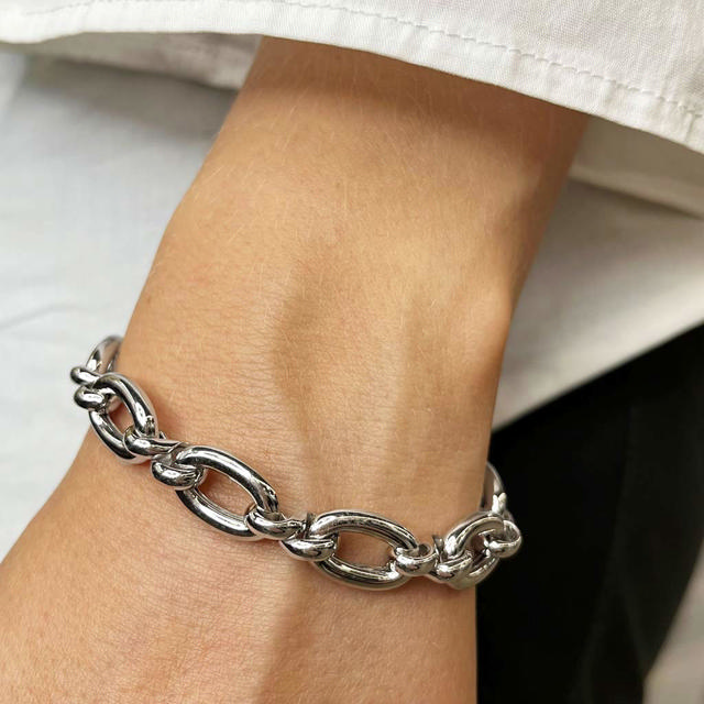 Armbånd ovale led sølv rh.