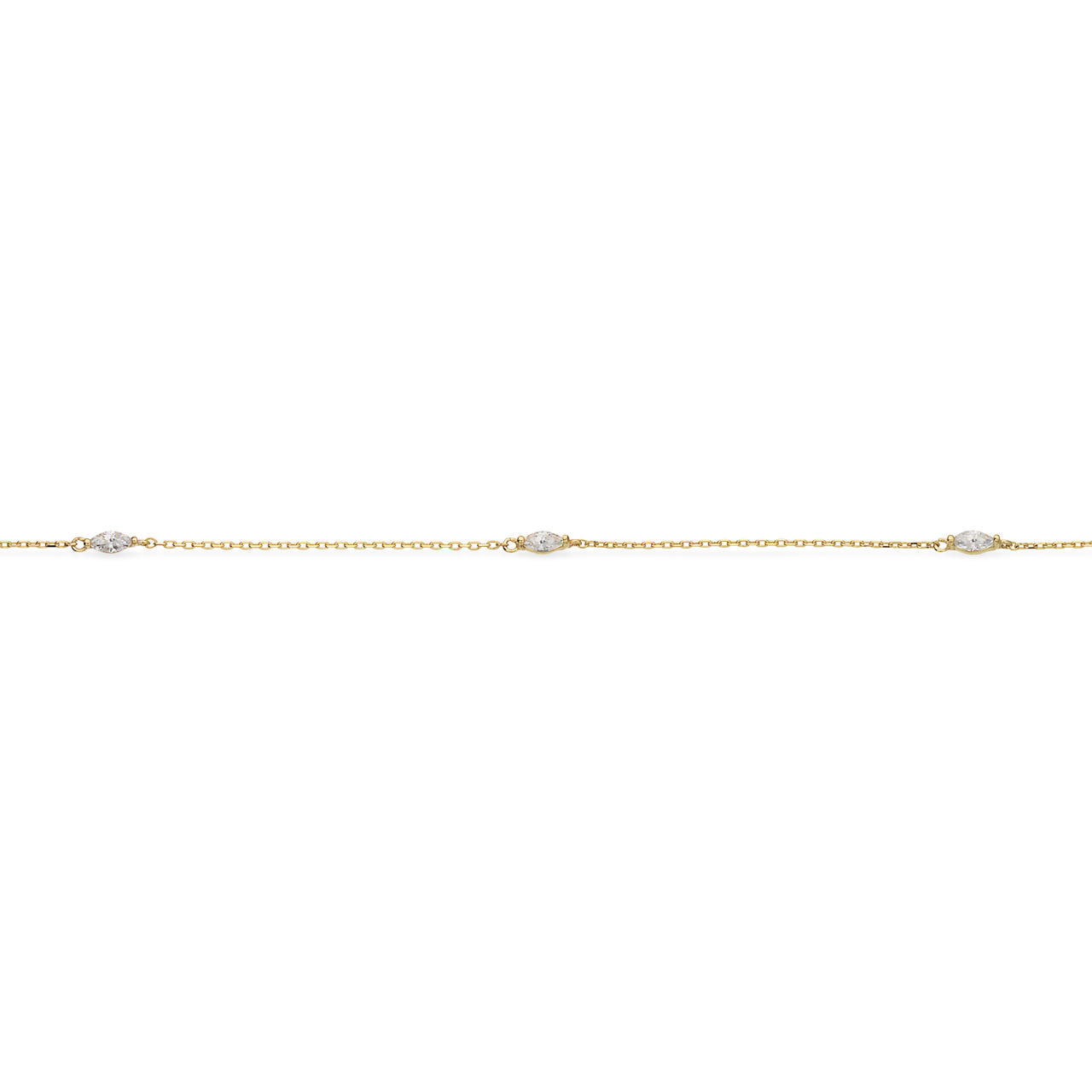 Ankelkæde navette cubic zir. 23+3cm 8 kt