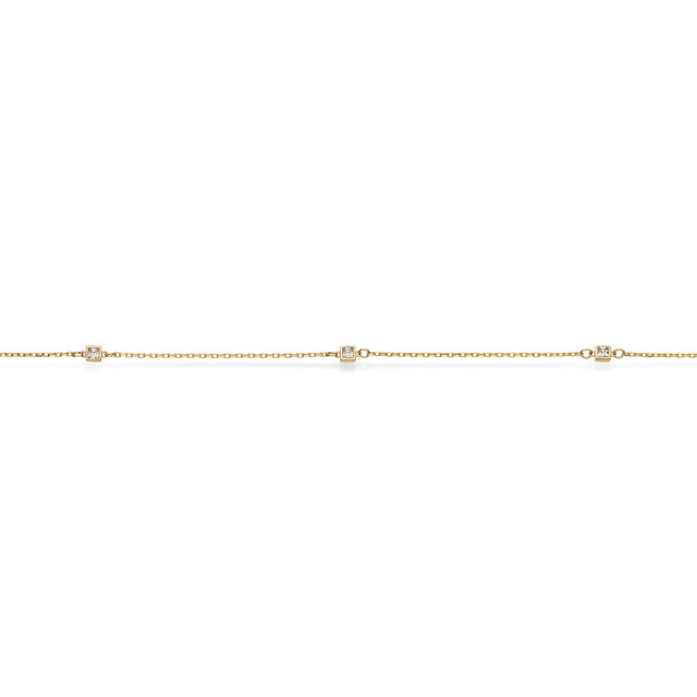 Ankelkæde square cubic zir. 23+3cm 8 kt