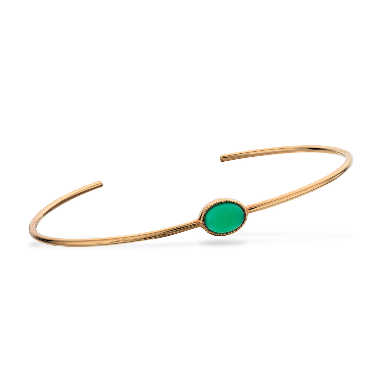 Armring grøn agat sølv fg.