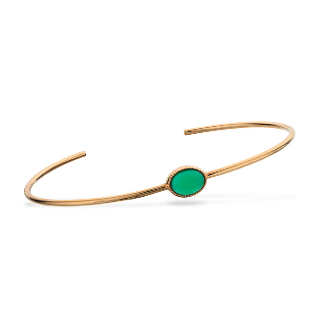 Armring grøn agat sølv fg.