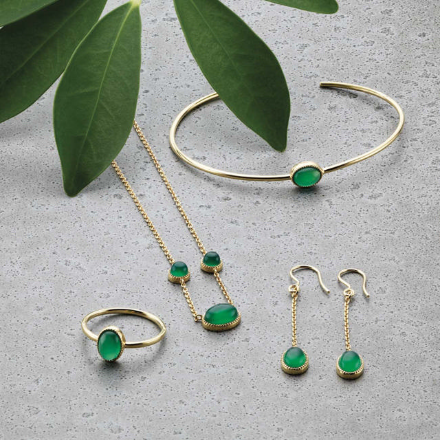 Armring grøn agat sølv fg.