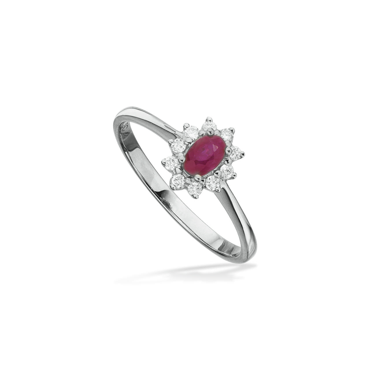 Ring 0,11 H-W/SI ruby 585 white