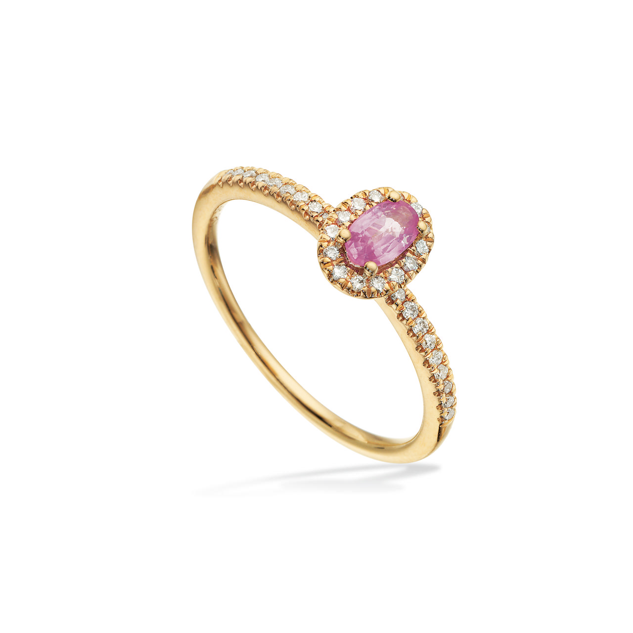 Ring 0,16 H-W/SI pink sapphire 585 yell.