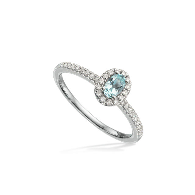 Ring 0,26 H-W/SI aquamarine 585 white