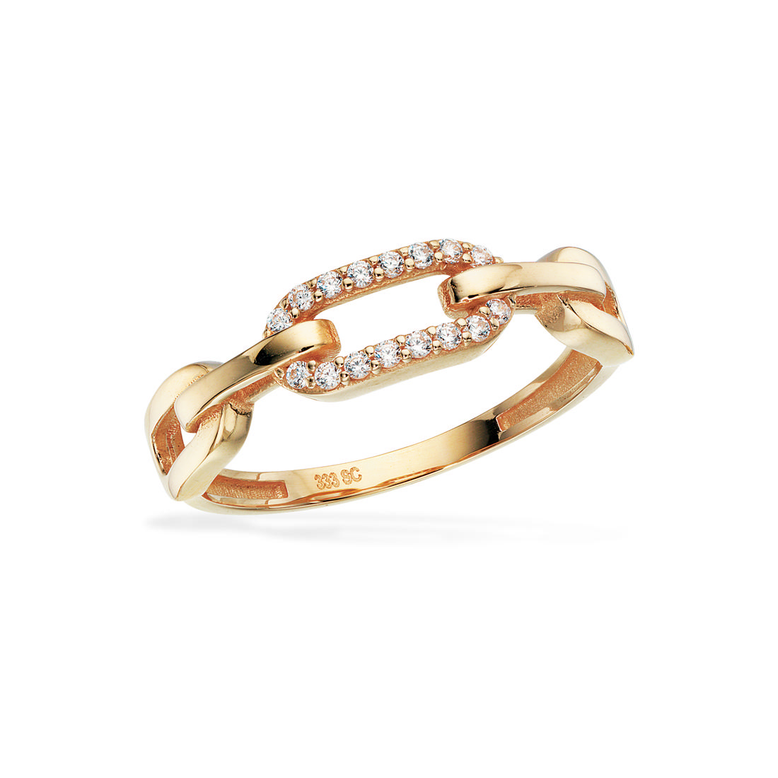 Ring links cubic zir. 8 kt.