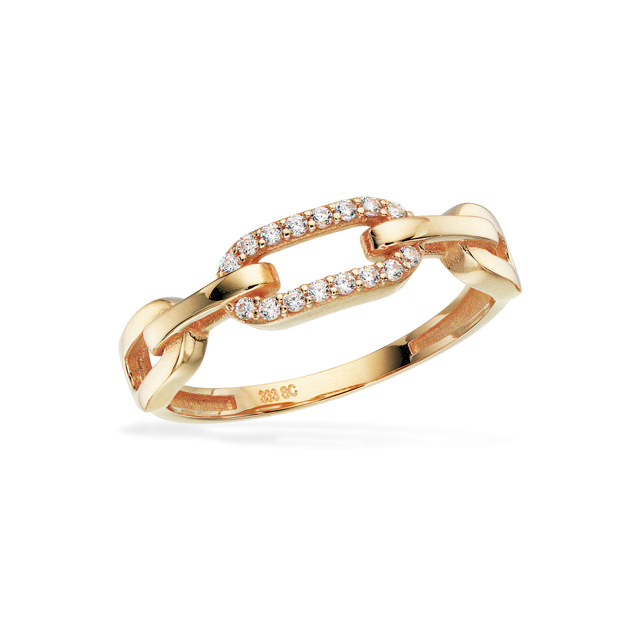 Ring links cubic zir. 8 kt.
