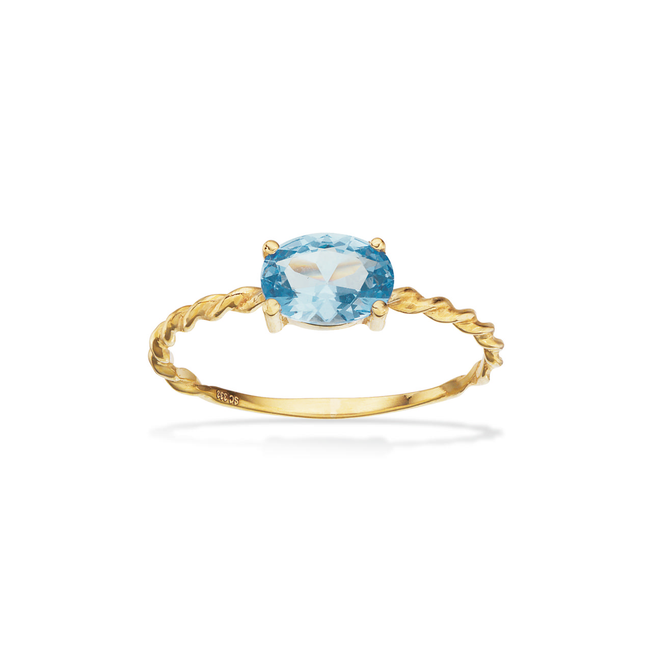 Ring snoet aqua cubic zir. 8 kt.