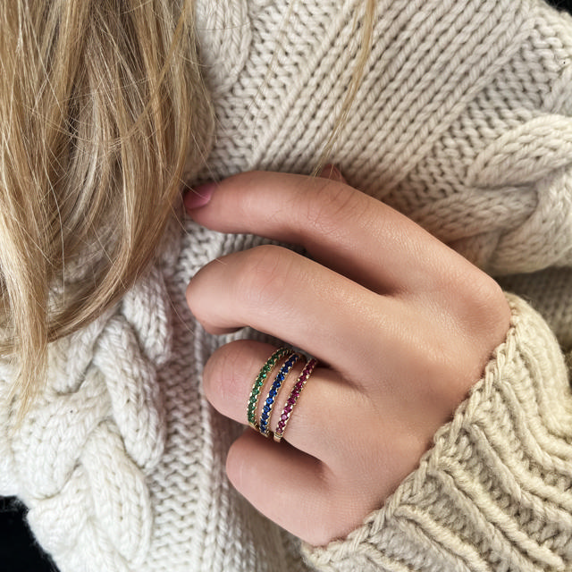 Ring blå cubic zir. 8 kt.